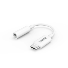 Câble adaptateur audio Hama - USB-C mâle vers prise jack 3,5 mm femelle - Blanc