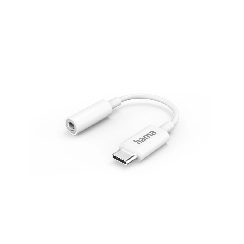 Câble adaptateur audio Hama - USB-C mâle vers prise jack 3,5 mm femelle - Blanc