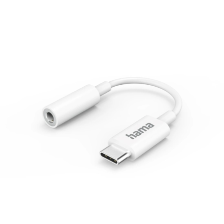 Câble adaptateur audio Hama - USB-C mâle vers prise jack 3,5 mm femelle - Blanc