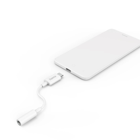 Câble adaptateur audio Hama - USB-C mâle vers prise jack 3,5 mm femelle - Blanc