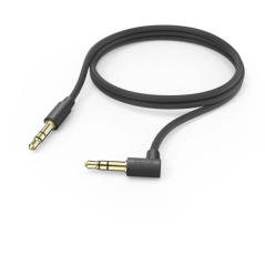 Câble audio coudé à 90° Hama - Prise jack mâle 3,5 mm - Longueur 0,5 m - Stéréo - Contacts plaqués or - Noir