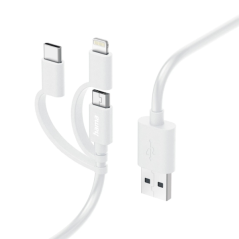 Câble de charge USB 3-en-1 Hama - Connecteurs interchangeables - Longueur : 1 m - USB-A - USB-C - Micro-USB - Lightning - Vitess