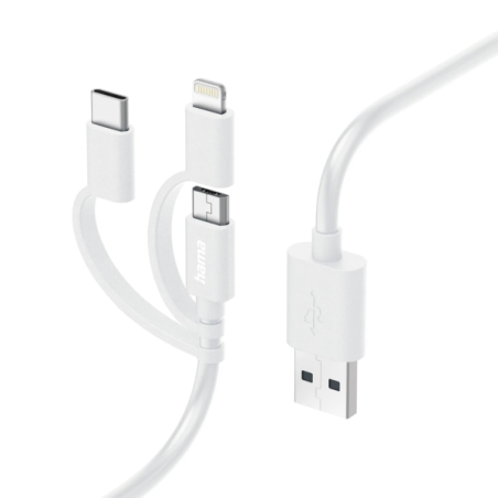 Câble de charge USB 3-en-1 Hama - Connecteurs interchangeables - Longueur : 1 m - USB-A - USB-C - Micro-USB - Lightning - Vitess