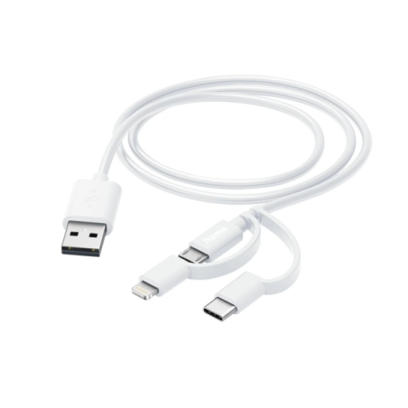 Câble de charge USB 3-en-1 Hama - Connecteurs interchangeables - Longueur : 1 m - USB-A - USB-C - Micro-USB - Lightning - Vitess