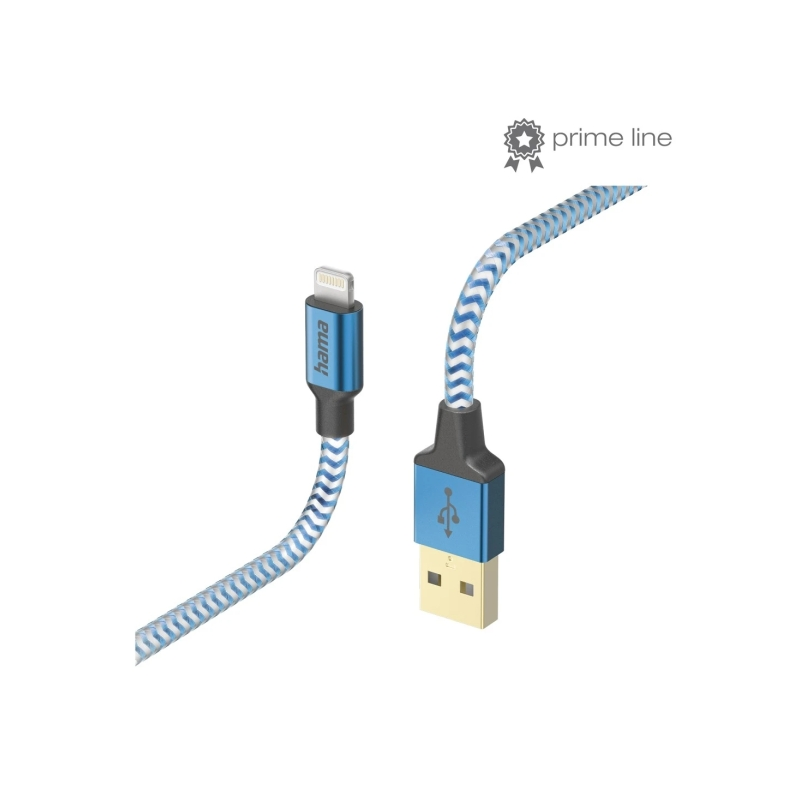 Câble USB réfléchissant Hama - Longueur 1,5 m - Connecteurs USB-A mâle et USB-C mâle - Nylon - Vitesse jusqu'à 480 Mbps - Plaqué