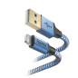 Câble USB réfléchissant Hama - Longueur 1,5 m - Connecteurs USB-A mâle et USB-C mâle - Nylon - Vitesse jusqu'à 480 Mbps - Plaqué