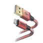 Câble de charge réfléchissant Hama - USB-A - Lightning - Longueur 1,5 m - Nylon - Vitesse jusqu'à 480 Mbps - Plaqué or - Rouge
