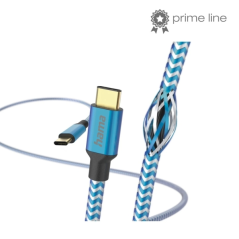Câble USB-C mâle réfléchissant Hama - Puissance maximale 60 W - Longueur 1,5 m - Nylon - Vitesse jusqu'à 480 Mbps - Plaqué or -