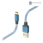 Câble USB réfléchissant Hama - Longueur 1,5 m - Connecteurs USB-A mâle et USB-C mâle - Nylon - Vitesse jusqu'à 480 Mbps - Plaqué