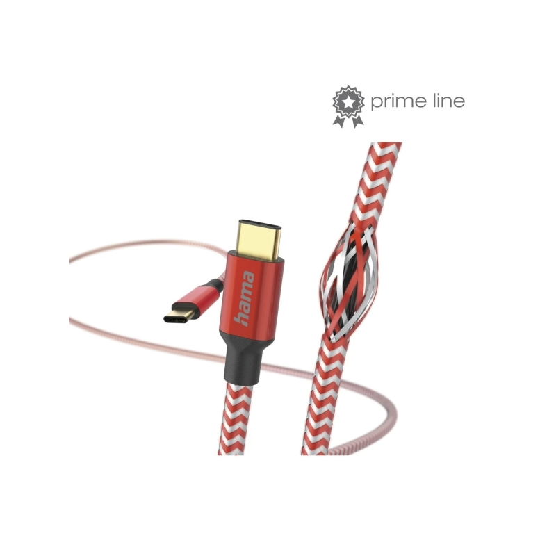 Câble USB-C mâle réfléchissant Hama - Puissance maximale 60 W - Longueur 1,5 m - Nylon - Vitesse jusqu'à 480 Mbps - Plaqué or -