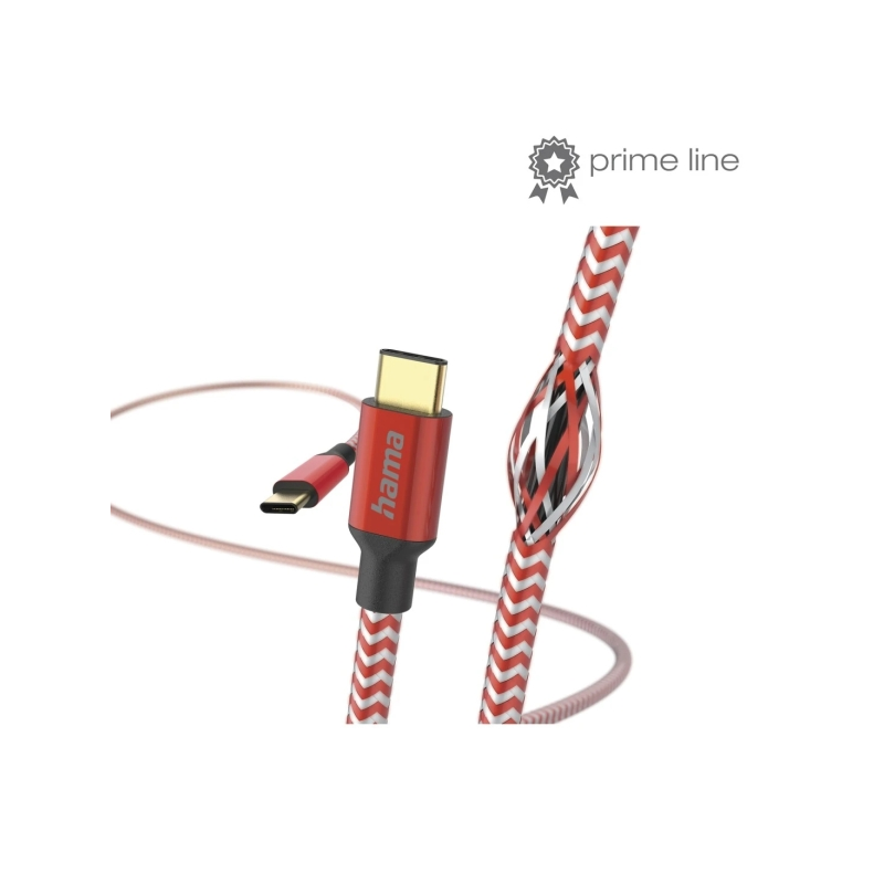 Câble USB-C mâle réfléchissant Hama - Puissance maximale 60 W - Longueur 1,5 m - Nylon - Vitesse jusqu'à 480 Mbps - Plaqué or -