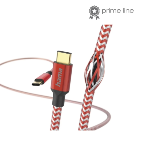Câble USB-C mâle réfléchissant Hama - Puissance maximale 60 W - Longueur 1,5 m - Nylon - Vitesse jusqu'à 480 Mbps - Plaqué or -