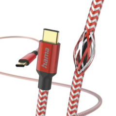 Câble USB-C mâle réfléchissant Hama - Puissance maximale 60 W - Longueur 1,5 m - Nylon - Vitesse jusqu'à 480 Mbps - Plaqué or -