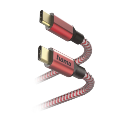 Câble USB-C mâle réfléchissant Hama - Puissance maximale 60 W - Longueur 1,5 m - Nylon - Vitesse jusqu'à 480 Mbps - Plaqué or -