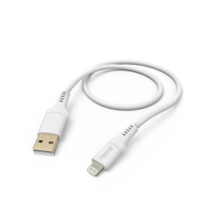 Câble de charge Hama - USB-A mâle vers Lightning mâle - Longueur 1,5 m - Silicone - Vitesse jusqu'à 480 Mbps - Blanc