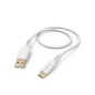 Câble USB Hama - Longueur 1,5 m - Connecteurs USB-A mâle et USB-C mâle - Silicone - Vitesse jusqu'à 480 Mbps - Plaqué or - Blanc