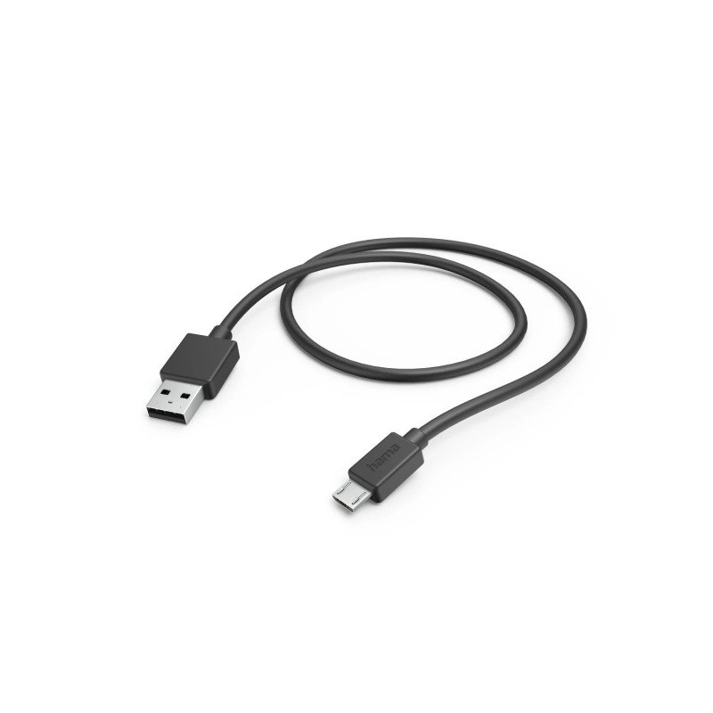 Câble USB Hama - USB-A mâle vers micro-USB mâle - Longueur 1 m - Vitesse jusqu'à 480 Mbps - Nickelé - Noir