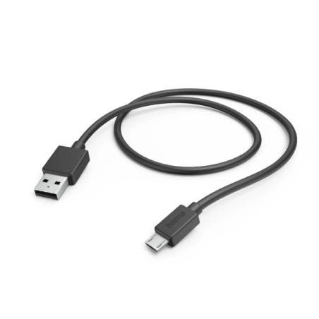 Câble USB Hama - USB-A mâle vers micro-USB mâle - Longueur 1 m - Vitesse jusqu'à 480 Mbps - Nickelé - Noir
