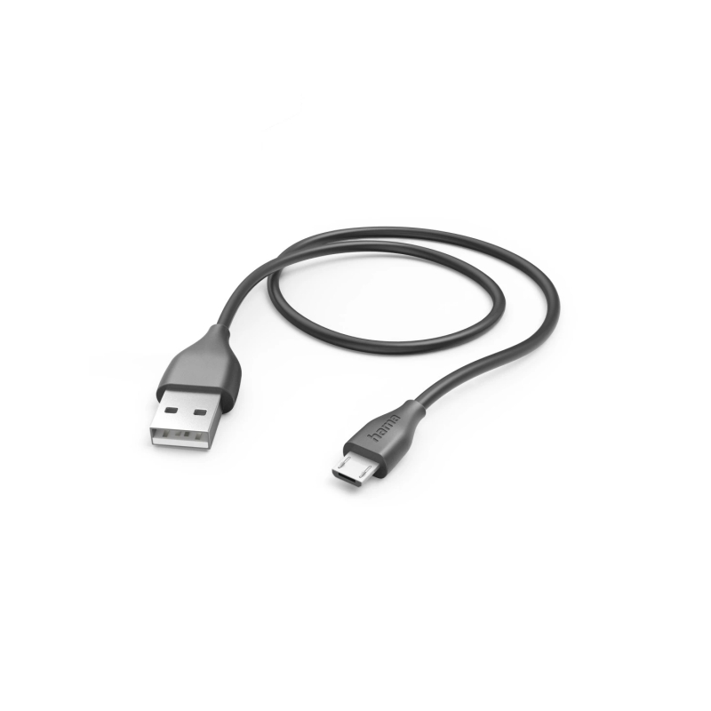 Câble USB Hama - USB-A mâle vers micro-USB mâle - Longueur 1 m - Vitesse jusqu'à 480 Mbps - Nickelé - Noir