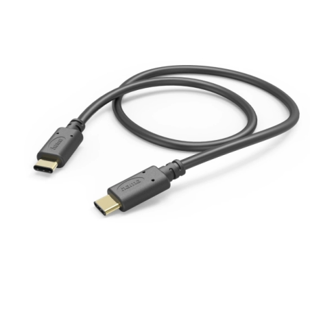 Câble USB-C mâle Hama - Puissance maximale 60 W - Longueur 1 m - Vitesse jusqu'à 480 Mbit/s - Plaqué or - Noir