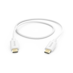 Câble USB-C mâle Hama - Puissance maximale 60 W - Longueur 1 m - Vitesse jusqu'à 480 Mbit/s - Plaqué or - Blanc