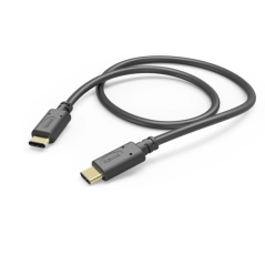 Câble USB-C mâle Hama - Puissance maximale 60 W - Longueur 1,5 m - Vitesse jusqu'à 480 Mbit/s - Plaqué or - Noir