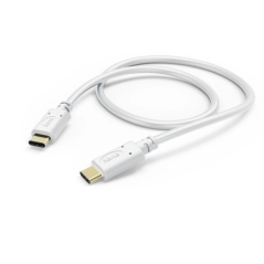 Câble USB-C mâle Hama - Puissance maximale 60 W - Longueur 1,5 m - Vitesse jusqu'à 480 Mbit/s - Plaqué or - Blanc
