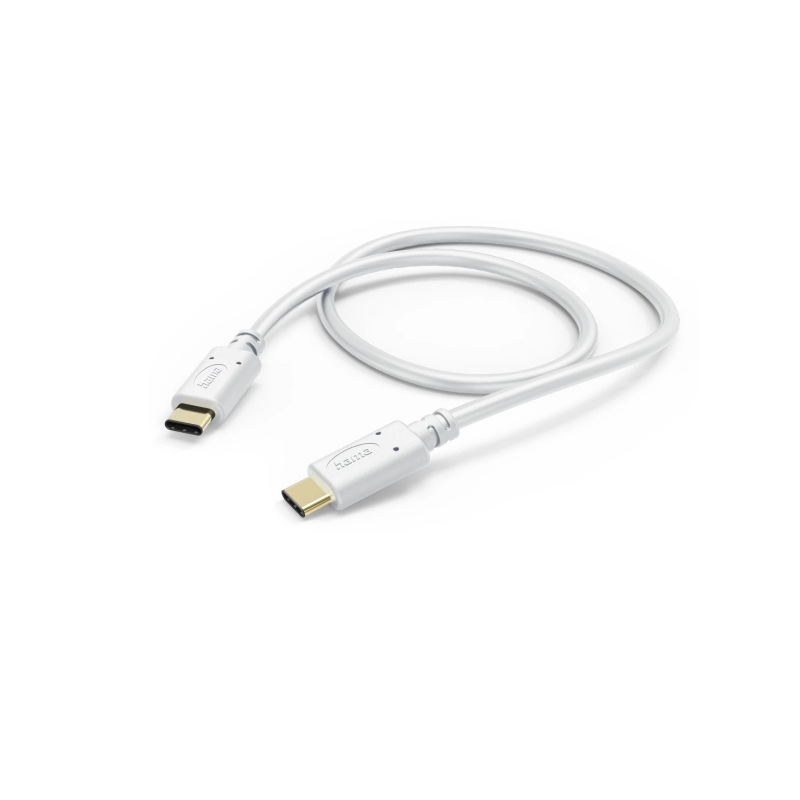 Câble USB-C mâle Hama - Puissance maximale 60 W - Longueur 1,5 m - Vitesse jusqu'à 480 Mbit/s - Plaqué or - Blanc