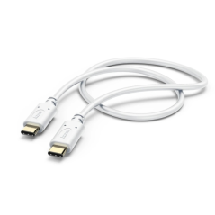 Câble USB-C mâle Hama - Puissance maximale 60 W - Longueur 1,5 m - Vitesse jusqu'à 480 Mbit/s - Plaqué or - Blanc