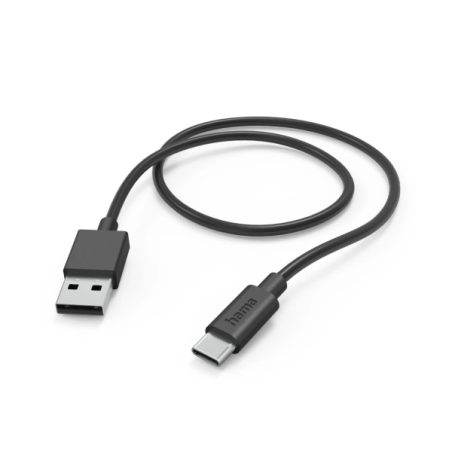 Câble USB Hama - Longueur 1 m - USB-A mâle - USB-C mâle - Vitesse jusqu'à 480 Mbps - Nickelé - Noir