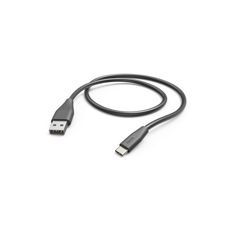 Câble USB Hama - Longueur 1,5 m - USB-A mâle - USB-C mâle - Vitesse jusqu'à 480 Mbps - Nickelé - Noir