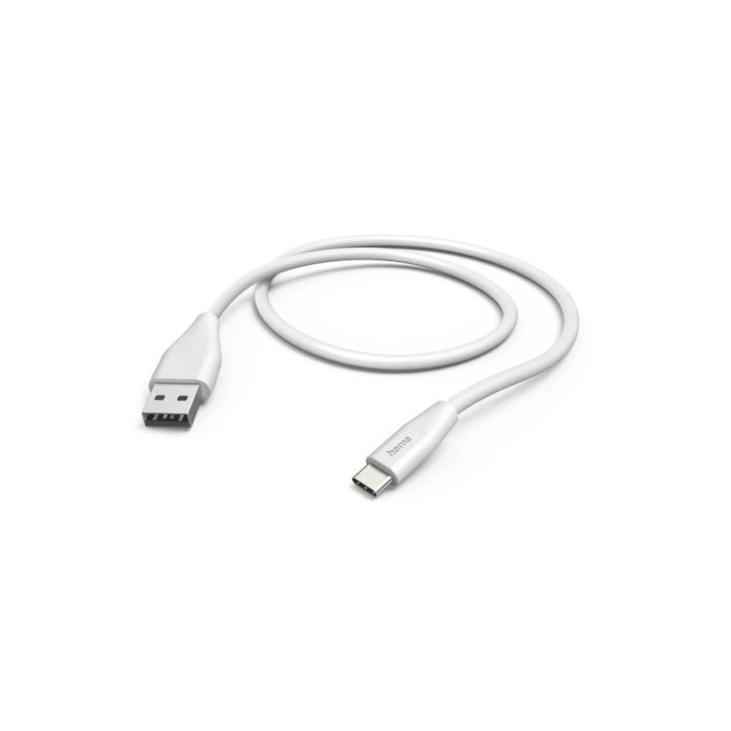 Câble USB Hama - USB-A mâle vers USB-C mâle - Longueur 1,5 m - Vitesse jusqu'à 480 Mbps - Nickelé - Blanc