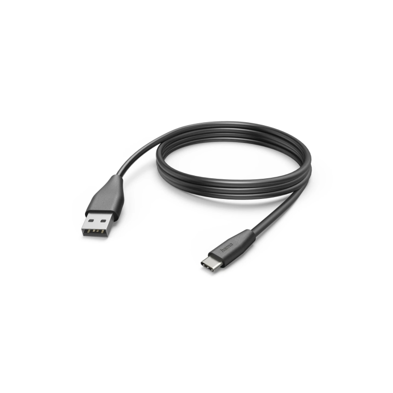 Câble USB Hama - Longueur 3 m - USB-A mâle - USB-C mâle - Vitesse jusqu'à 480 Mbps - Nickelé - Noir