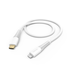 Câble de charge Hama - USB-C - Lightning - Vitesse jusqu'à 480 Mbps - Longueur 1,5 m - Intensité maximale 3 A - Blanc