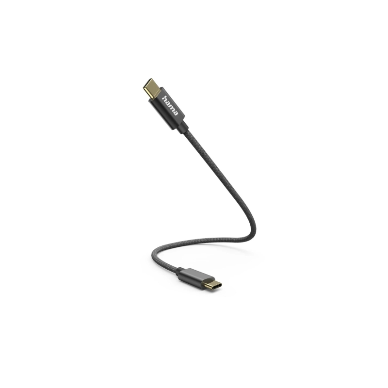 Câble USB-C mâle Hama - Puissance maximale 60 W - Longueur 0,2 m - Vitesse jusqu'à 480 Mbit/s - Plaqué or - Noir
