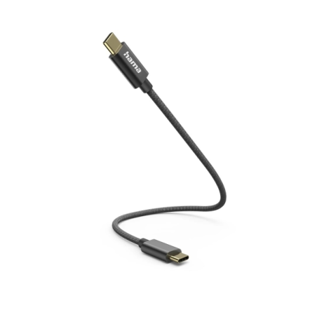 Câble USB-C mâle Hama - Puissance maximale 60 W - Longueur 0,2 m - Vitesse jusqu'à 480 Mbit/s - Plaqué or - Noir