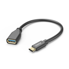 Câble adaptateur Hama USB-C vers USB-A femelle - Plusieurs vitesses - Câble de 15 cm - Accessoires inclus - Fonction OTG - Noir