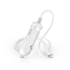 Chargeur de voiture Hama 5 W - 12 V - Câble de 1 m - Connecteur Lightning - Blanc