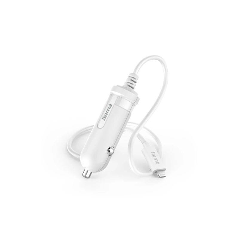 Chargeur de voiture Hama 5 W - 12 V - Câble de 1 m - Connecteur Lightning - Blanc