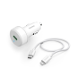 Chargeur de voiture Hama 20 W - Câble Lightning 1 m - Affichage LED - Alimentation sans fil - Blanc