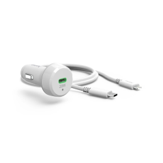 Chargeur de voiture Hama 20 W - Câble Lightning 1 m - Affichage LED - Alimentation sans fil - Blanc