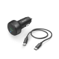 Chargeur de voiture Hama 25 W - Câble USB-C 1 m - Affichage LED - Alimentation Power Delivery - Qualcomm 2.0 - Noir
