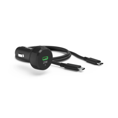Chargeur de voiture Hama 25 W - Câble USB-C 1 m - Affichage LED - Alimentation Power Delivery - Qualcomm 2.0 - Noir