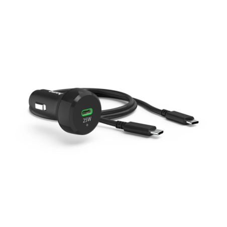 Chargeur de voiture Hama 25 W - Câble USB-C 1 m - Affichage LED - Alimentation Power Delivery - Qualcomm 2.0 - Noir