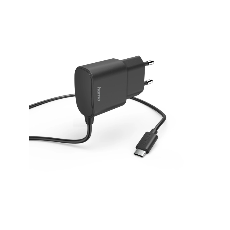 Chargeur USB-C Hama - Puissance 12 W - Câble intégré de 1 m - Noir