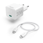 Chargeur mural Hama - Puissance 20 W - USB-C femelle - Câble USB-C mâle vers Lightning mâle de 1 m - Alimentation - Blanc