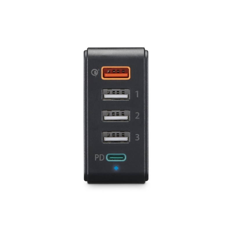 Chargeur mural Hama - Puissance 51 W - Câble de 1,2 m - Alimentation - Qualcomm - Indicateur LED - 4 ports USB-A - Couleur noire