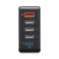 Chargeur mural Hama - Puissance 51 W - Câble de 1,2 m - Alimentation - Qualcomm - Indicateur LED - 4 ports USB-A - Couleur noire