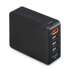 Chargeur mural Hama - Puissance 51 W - Câble de 1,2 m - Alimentation - Qualcomm - Indicateur LED - 4 ports USB-A - Couleur noire