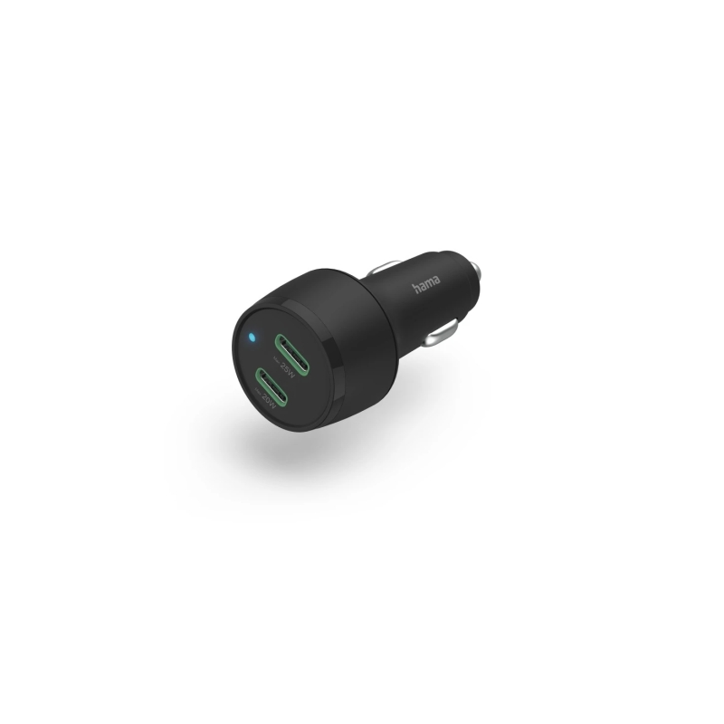 Chargeur de voiture Hama 45 W - Affichage LED - USB-C - Power Delivery - Qualcomm 2.0 - Noir